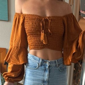 12th Tribe Saint Tropez Rust Off The Shoulder Top